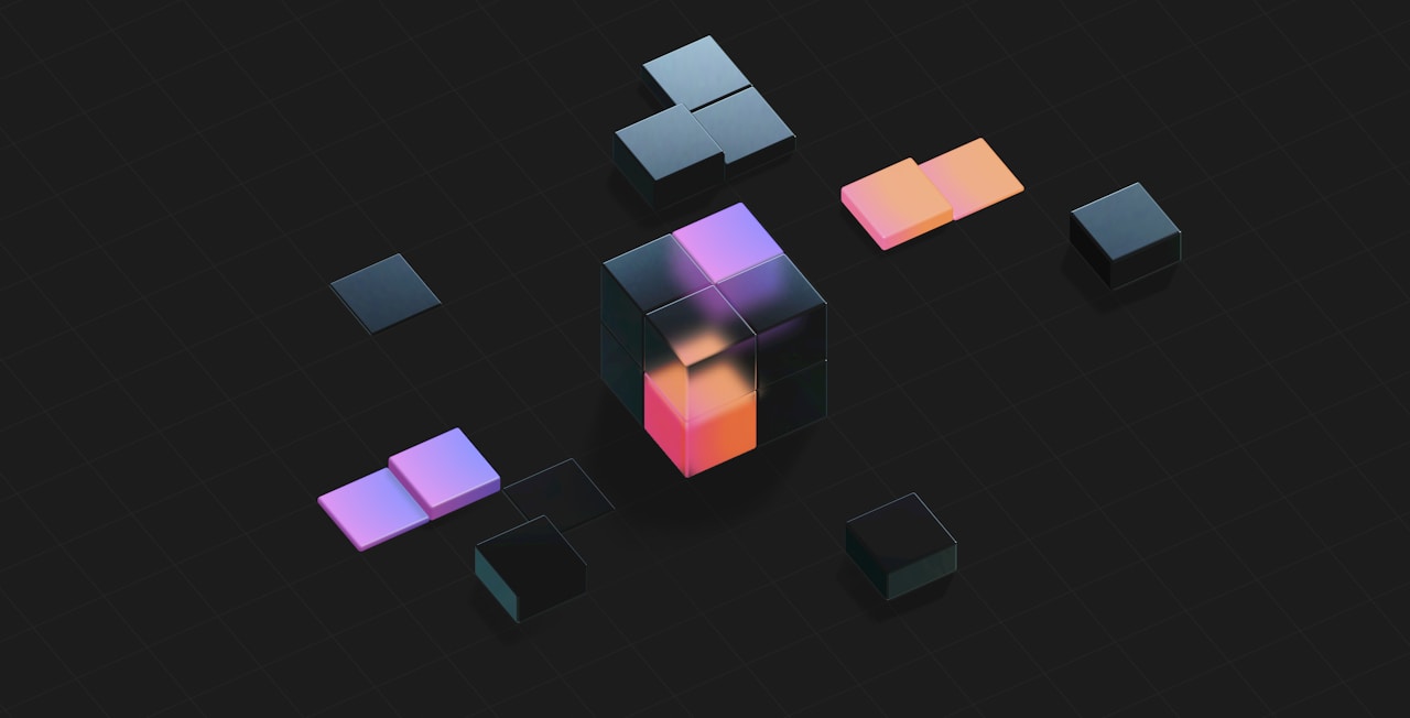 Group of cubes on a black surface